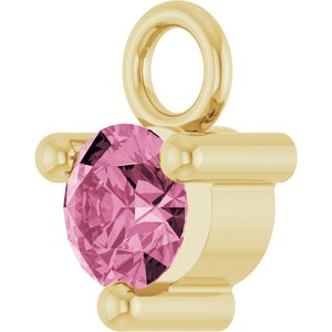 14K Yellow Gold Petite Pav����1/10 CT Natural Pink Tourmaline Dangle