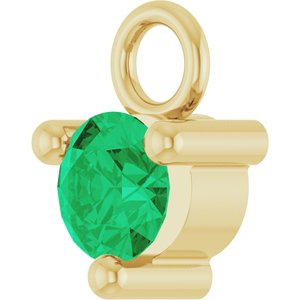 14K Yellow Gold Petite Pav����1/10 CT Natural Emerald Dangle
