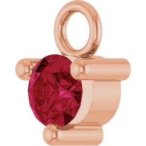 14K Rose Gold Petite Pav����1/10 CT Natural Ruby Dangle