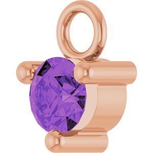 14K Rose Gold Petite Pav����1/10 CT Natural Amethyst Dangle