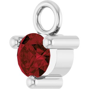 14K White Gold Petite Pav����1/10 CT Natural Mozambique Garnet Dangle