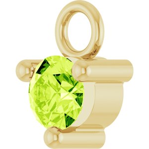 14K Yellow Gold Petite Pav����1/10 CT Natural Peridot Dangle