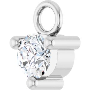 14K White Gold Petite Pav����1/10 CT Natural White Sapphire Dangle