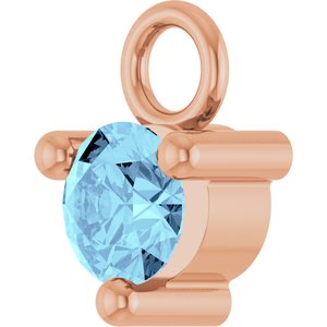 14K Rose Gold Petite Pav����1/10 CT Natural Aquamarine Dangle