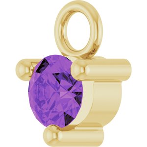 14K Yellow Gold Petite Pav����1/10 CT Natural Amethyst Dangle