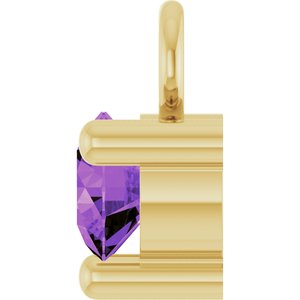 14K Yellow Gold Petite Pav����1/10 CT Natural Amethyst Dangle