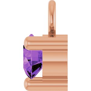 14K Rose Gold Petite Pav����1/10 CT Natural Amethyst Dangle