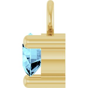 14K Yellow Gold Petite Pav����1/10 CT Natural Aquamarine Dangle