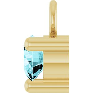 14K Yellow Gold Petite Pav����1/10 CT Natural Blue Zircon Dangle