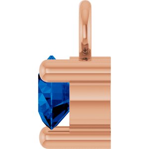 14K Rose Gold Petite Pav����1/10 CT Lab-Grown Blue Sapphire Dangle