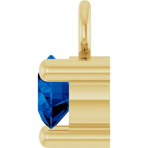 14K Yellow Gold Petite Pav����1/10 CT Natural Blue Sapphire Dangle