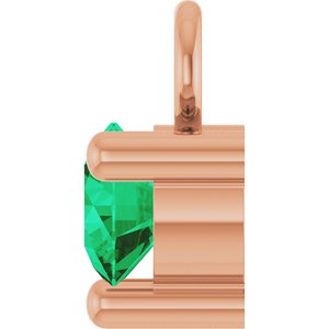 14K Rose Gold Petite Pav����1/10 CT Lab-Grown Emerald Dangle