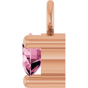 14K Rose Gold Petite Pav����1/10 CT Natural Pink Tourmaline Dangle