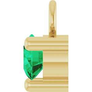 14K Yellow Gold Petite Pav����1/10 CT Natural Emerald Dangle