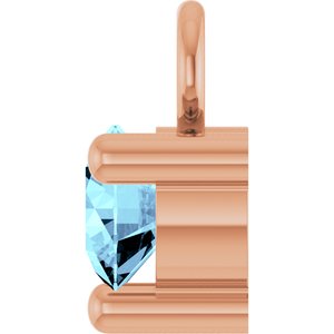 14K Rose Gold Petite Pav����1/10 CT Natural Aquamarine Dangle