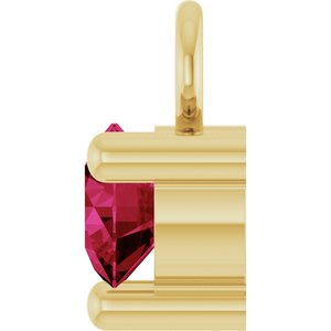 14K Yellow Gold Petite Pav����1/10 CT Natural Ruby Dangle