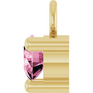 14K Yellow Gold Petite Pav����1/10 CT Natural Pink Tourmaline Dangle
