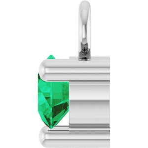 Platinum Petite Pav����1/10 CT Lab-Grown Emerald Dangle