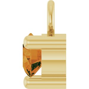 14K Yellow Gold Petite Pav����1/10 CT Natural Citrine Dangle