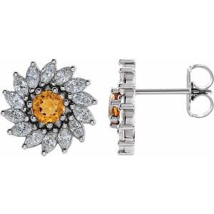 Platinum 5.5 mm Round 7-Prong Halo-Style Earring Mounting – image 2