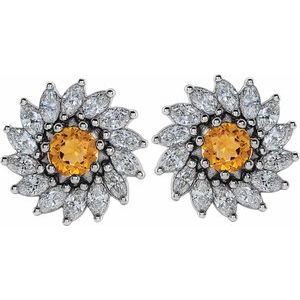 14K Rose Gold 3.5 mm Lab-Grown Emerald & 3/4 CTW Natural Diamond Earrings – image 4