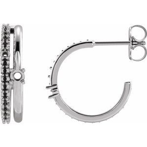 Platinum 2 mm Round Left Hoop Earring Mounting
