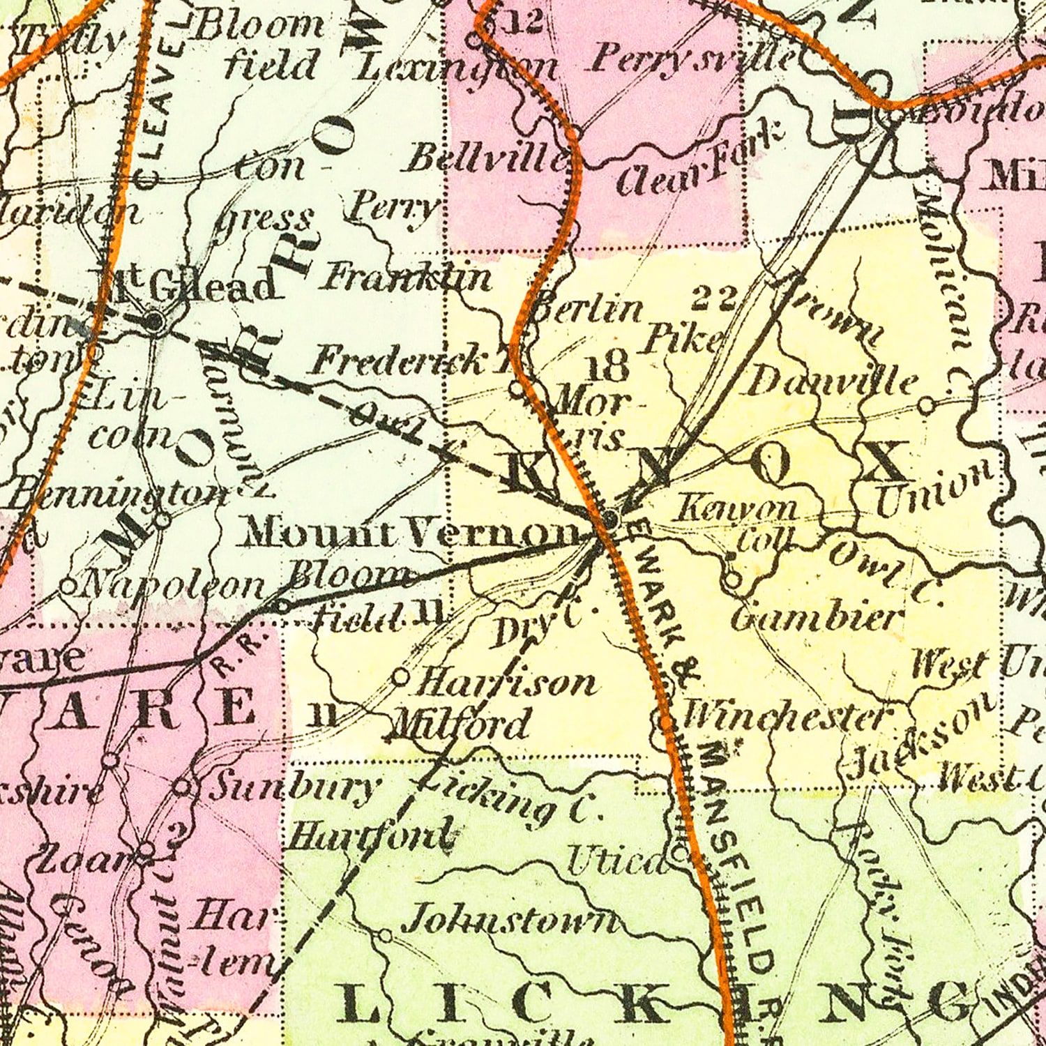 Vintage Map of Ohio 1854