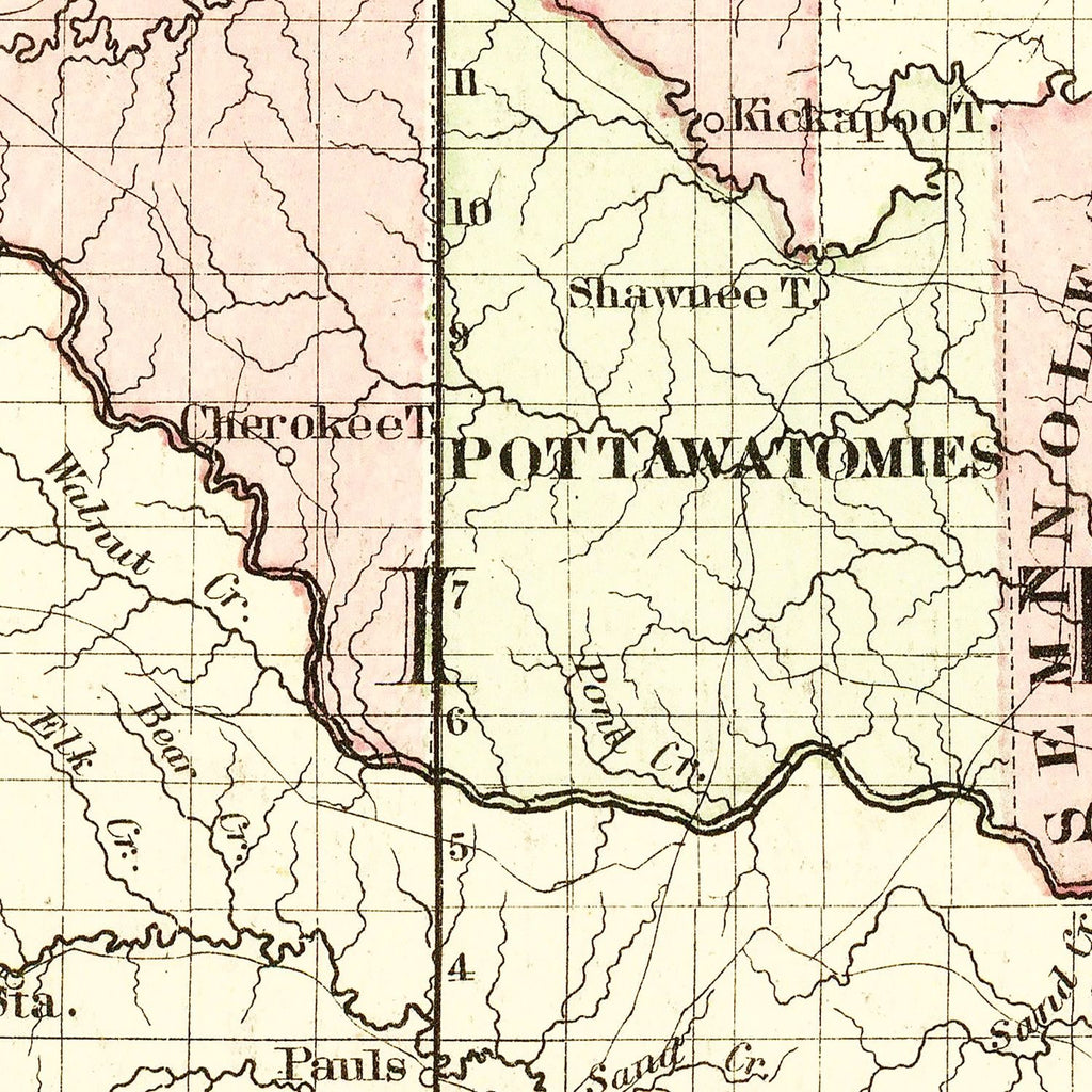Vintage Indian Territory Map (Oklahoma) 1872