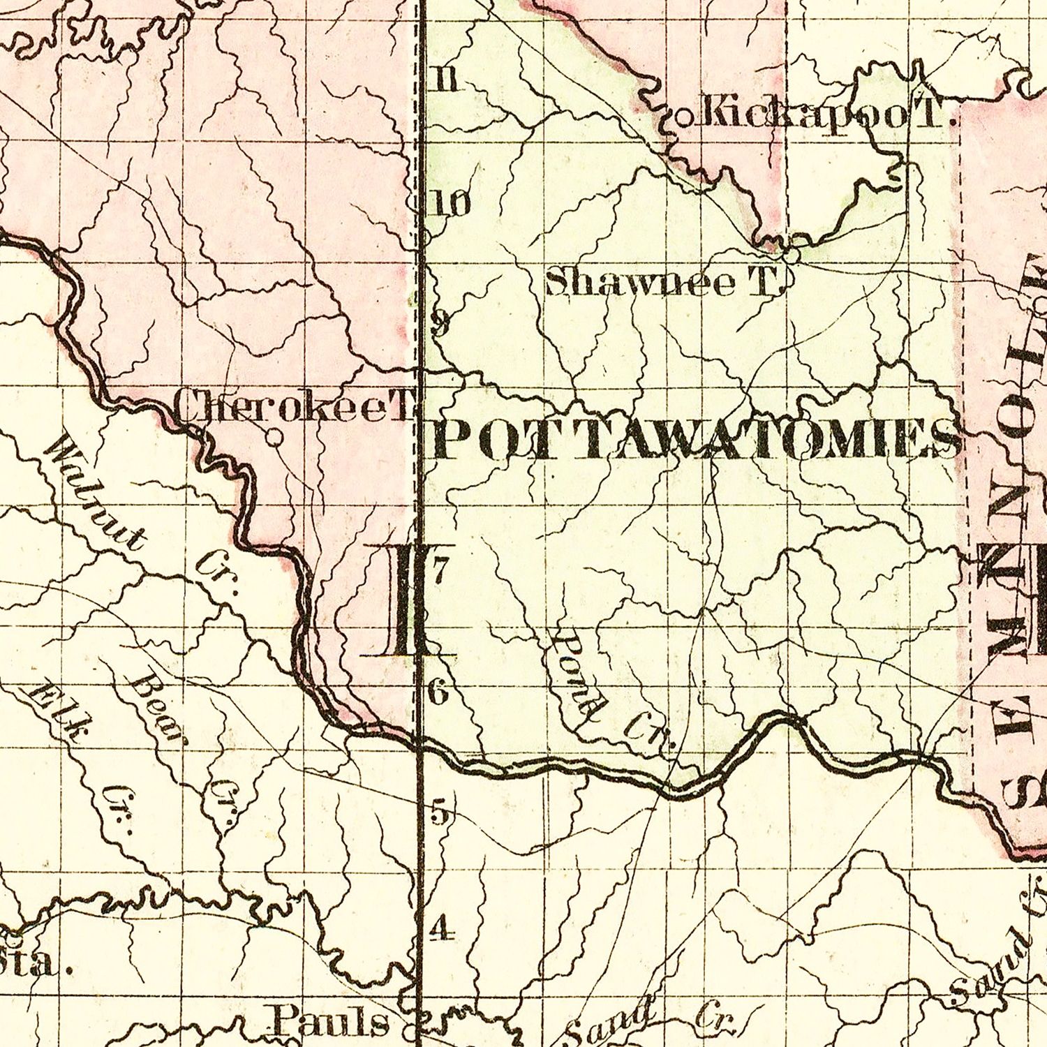 Vintage Indian Territory Map (Oklahoma) 1872