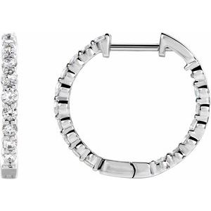 Sterling Silver 1 CTW Lab-Grown Diamond Inside-Outside 19.3 mm Hoop Earrings