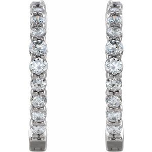 Sterling Silver 1 CTW Lab-Grown Diamond Inside-Outside 19.3 mm Hoop Earrings – image 3