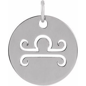 Platinum 16.5 mm Libra Zodiac Disc Charm/Pendant