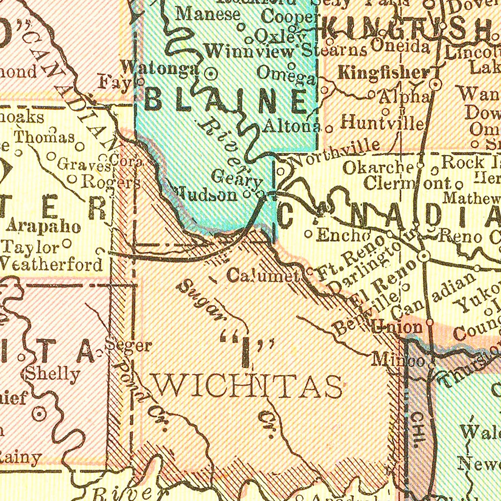 Vintage Map of Oklahoma 1899