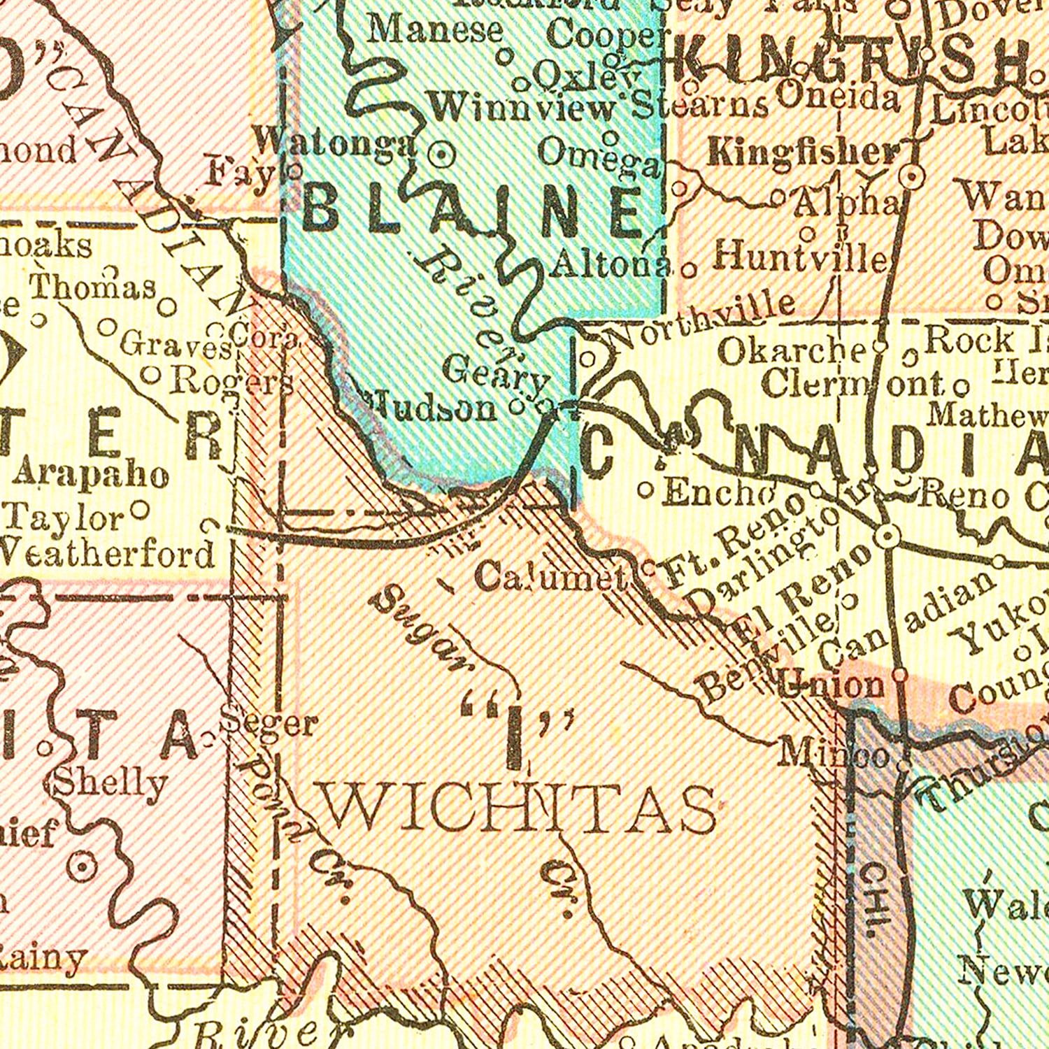 Vintage Map of Oklahoma 1899