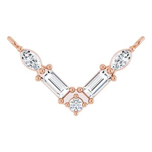 14K Rose Gold 1/6 CTW Natural Diamond V Necklace Center