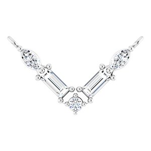 14K White Gold 1/6 CTW Natural Diamond V Necklace Center