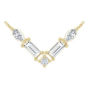 14K Yellow Gold 1/6 CTW Natural Diamond V Necklace Center