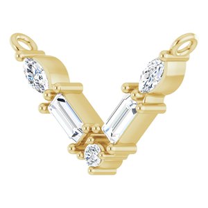 14K Yellow Gold 1/6 CTW Natural Diamond V Necklace Center