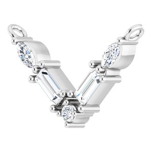 14K White Gold 1/6 CTW Natural Diamond V Necklace Center