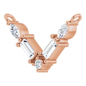 14K Rose Gold 1/6 CTW Natural Diamond V Necklace Center
