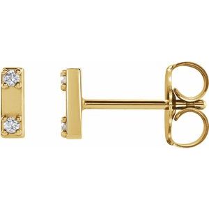14K Yellow Gold .03 CTW Natural Diamond Two-Stone Bar Earrings