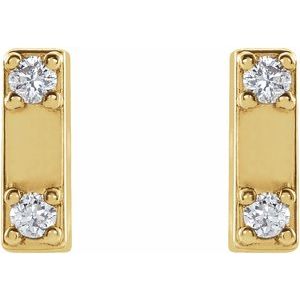14K Yellow Gold .03 CTW Natural Diamond Two-Stone Bar Earrings – image 2