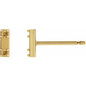 14K Yellow Gold 1.2 mm Round Two-Stone Bar Earring Mounting