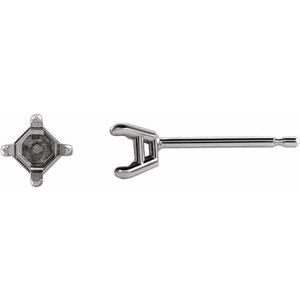 Sterling Silver 3.5 mm Square Stud Earring Mounting
