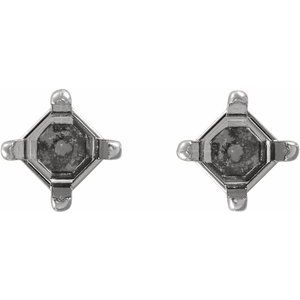 14K White Gold 3x3 mm Square 4-Prong Stud Earring Mounting – image 2