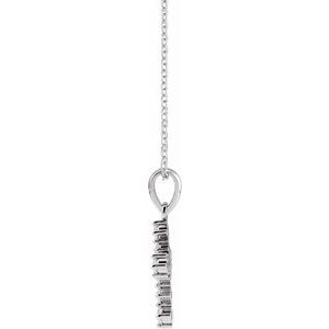 Sterling Silver 3/8 CTW Natural Diamond Cross 16-18" Necklace