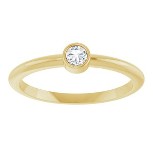 14K Yellow Gold 1/10 CT Rose-Cut Natural Diamond Stackable Ring