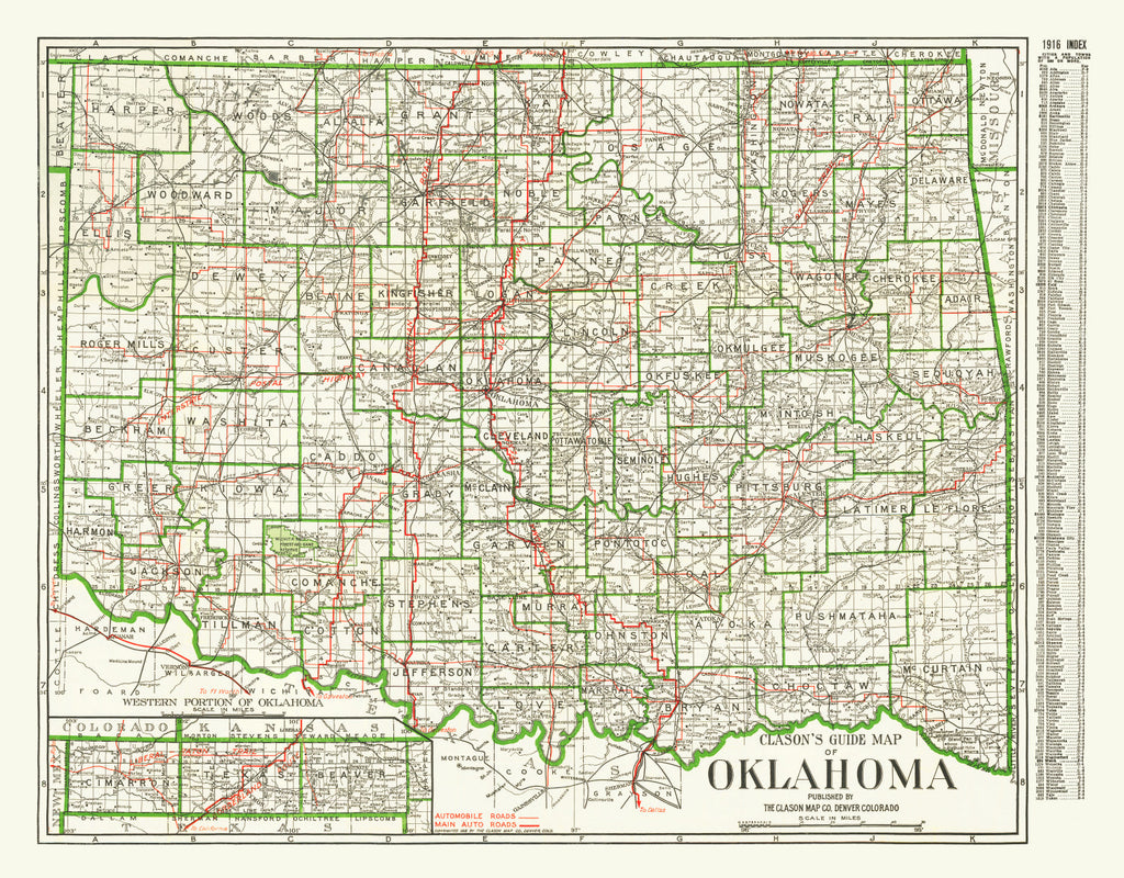 Vintage Map of Oklahoma 1915