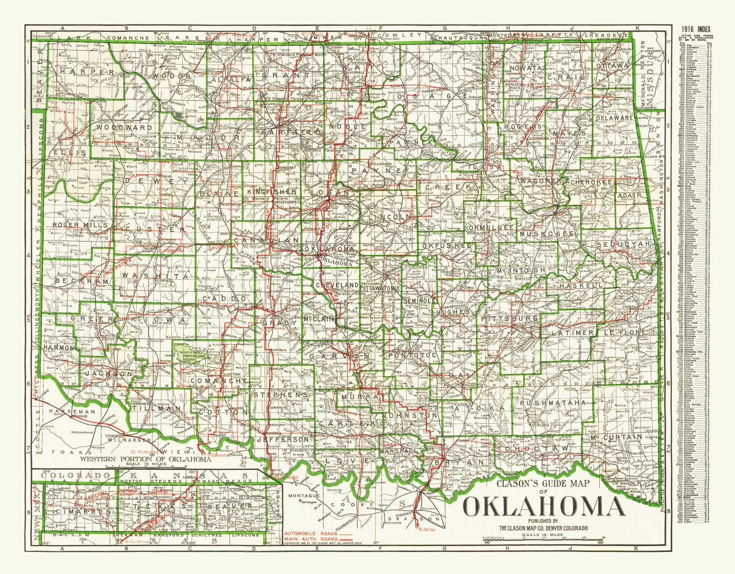 Vintage Map of Oklahoma 1915