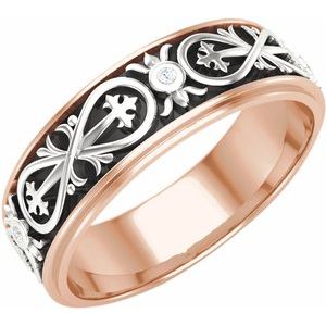 14K Rose/White Gold 6.5 mm Fancy Band Size 9.5